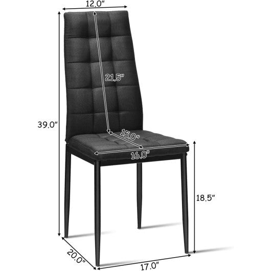Set of 4 Fabric Dining Chairs Set with Upholstered Cushion and High Back