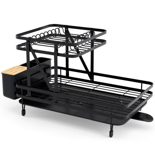 2-Tier Collapsible Dish Rack with Removable Drip Tray LuxuryLifeWay Online Store