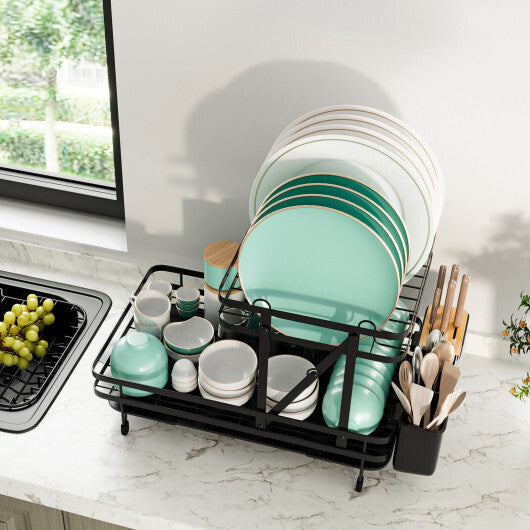 2-Tier Collapsible Dish Rack with Removable Drip Tray LuxuryLifeWay Online Store
