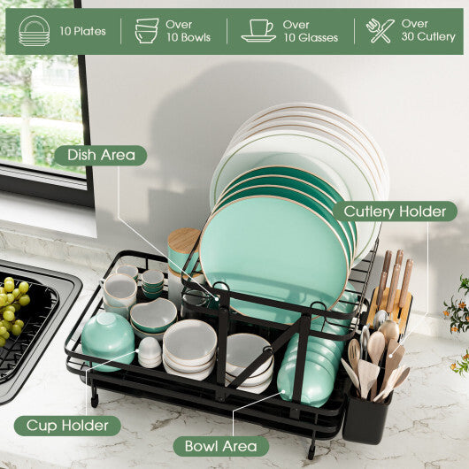 2-Tier Collapsible Dish Rack with Removable Drip Tray LuxuryLifeWay Online Store