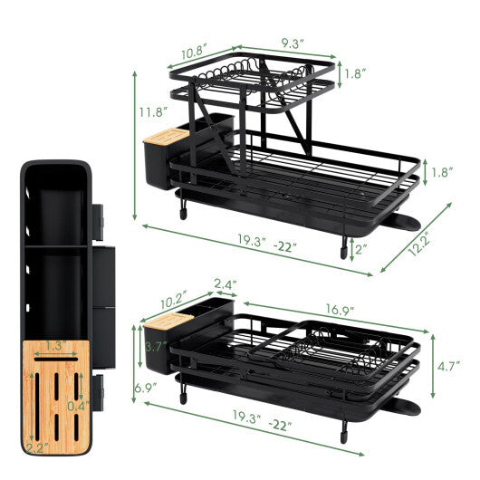 2-Tier Collapsible Dish Rack with Removable Drip Tray LuxuryLifeWay Online Store