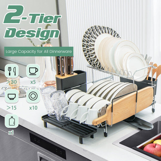 2-Tier Detachable Dish Rack with Drainboard and 360? Swivel Spout LuxuryLifeWay Online Store