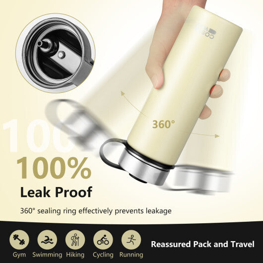 22 Oz Double-walled Insulated Stainless Steel Water Bottle with 2 Lids and Straw-Beige LuxuryLifeWay Online Store