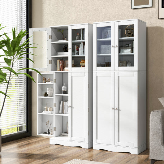 Tall Kitchen Pantry Cabinet with Dual Tempered Glass Doors and Shelves-Black LuxuryLifeWay Online Store