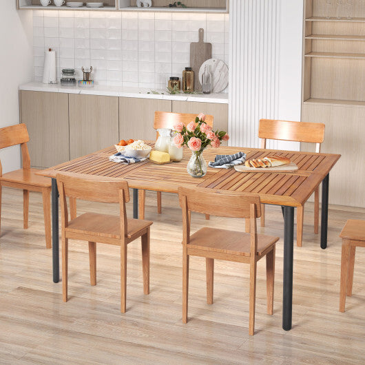 Patio Acacia Wood Dining Table with Umbrella Hole and Metal Legs LuxuryLifeWay Online Store