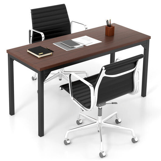 55 Inch Conference Table with Heavy-duty Metal Frame-Brown LuxuryLifeWay Online Store