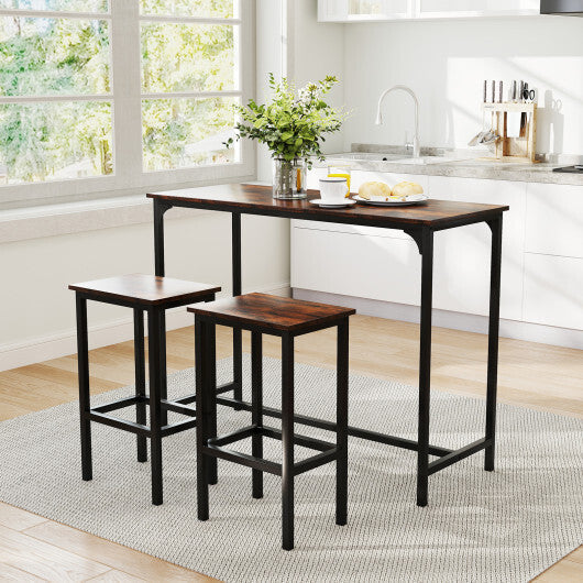 Industrial 3-Piece 47.5" Counter-Height Dining Table and 2 Bar Stools-Coffee LuxuryLifeWay Online Store