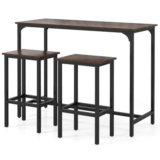 Industrial 3-Piece 47.5" Counter-Height Dining Table and 2 Bar Stools-Coffee LuxuryLifeWay Online Store