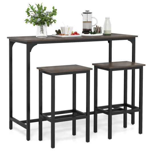Industrial 3-Piece 47.5" Counter-Height Dining Table and 2 Bar Stools-Coffee LuxuryLifeWay Online Store