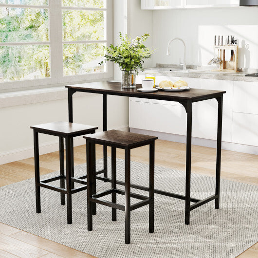 Industrial 3-Piece 47.5" Counter-Height Dining Table and 2 Bar Stools-Coffee LuxuryLifeWay Online Store