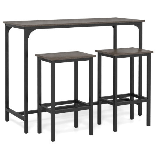 Industrial 3-Piece 47.5" Counter-Height Dining Table and 2 Bar Stools-Coffee LuxuryLifeWay Online Store