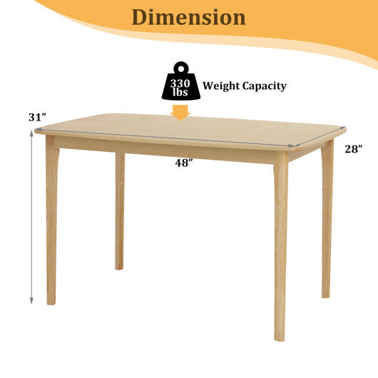48 Inch Solid Wood Dining Table with Rubber Wood Supporting Legs for Kitchen Dining Room-Natural LuxuryLifeWay Online Store