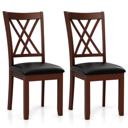 Set of 2 Dining Chair with Backrest and Padded Seat-Brown LuxuryLifeWay Online Store