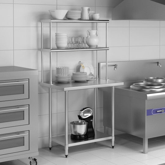 36 x 12 Inch Kitchen Stainless Steel Overshelf with Adjustable Lower Shelf LuxuryLifeWay Online Store