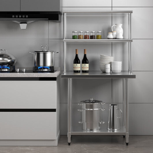 36 x 12 Inch Kitchen Stainless Steel Overshelf with Adjustable Lower Shelf LuxuryLifeWay Online Store