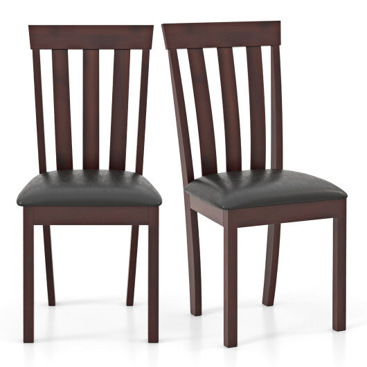 Dining Chair Set of 2 Upholstered Wooden Kitchen Chairs with Padded Seat and Rubber Wood Frame-White LuxuryLifeWay Online Store