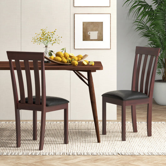 Dining Chair Set of 2 Upholstered Wooden Kitchen Chairs with Padded Seat and Rubber Wood Frame-White LuxuryLifeWay Online Store