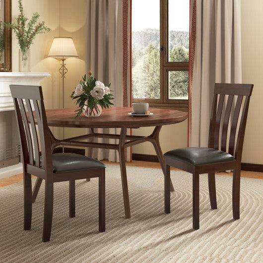Dining Chair Set of 2 Upholstered Wooden Kitchen Chairs with Padded Seat and Rubber Wood Frame-White LuxuryLifeWay Online Store