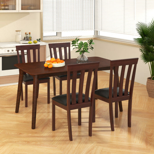 Dining Chair Set of 2 Upholstered Wooden Kitchen Chairs with Padded Seat and Rubber Wood Frame-White LuxuryLifeWay Online Store