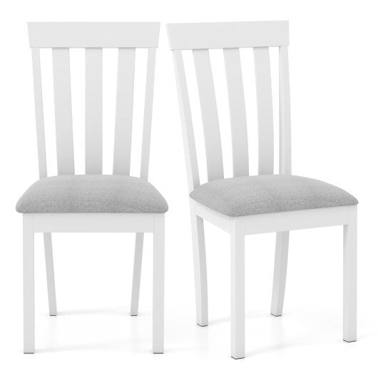 Dining Chair Set of 2 Upholstered Wooden Kitchen Chairs with Padded Seat and Rubber Wood Frame-White LuxuryLifeWay Online Store