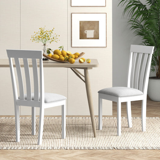 Dining Chair Set of 2 Upholstered Wooden Kitchen Chairs with Padded Seat and Rubber Wood Frame-White LuxuryLifeWay Online Store