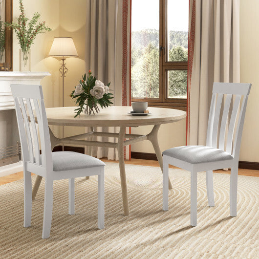 Dining Chair Set of 2 Upholstered Wooden Kitchen Chairs with Padded Seat and Rubber Wood Frame-White LuxuryLifeWay Online Store