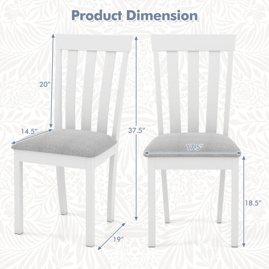 Dining Chair Set of 2 Upholstered Wooden Kitchen Chairs with Padded Seat and Rubber Wood Frame-White LuxuryLifeWay Online Store