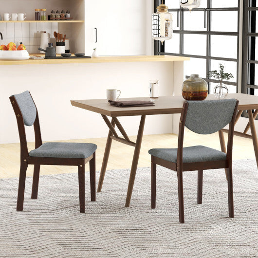 Set of 2 Wood Kitchen Chairs with Faux Leather Upholstered Seat-Coffee