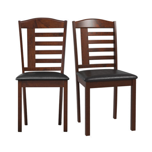 Set of 2 Wood Kitchen Chairs with Faux Leather Upholstered Seat-Black - Color: Black LuxuryLifeWay Online Store