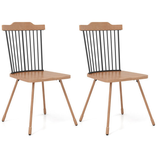 Dining Chair with Spindle Back and Ergonomic Contoured Seat Set of 2-Natural LuxuryLifeWay Online Store