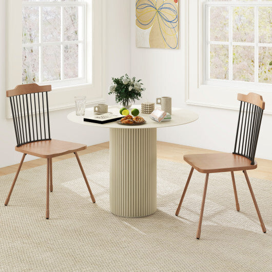 Dining Chair with Spindle Back and Ergonomic Contoured Seat Set of 2-Natural LuxuryLifeWay Online Store