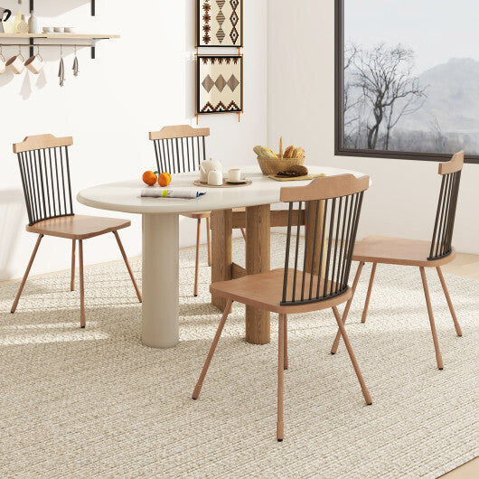 Dining Chair with Spindle Back and Ergonomic Contoured Seat Set of 2-Natural LuxuryLifeWay Online Store