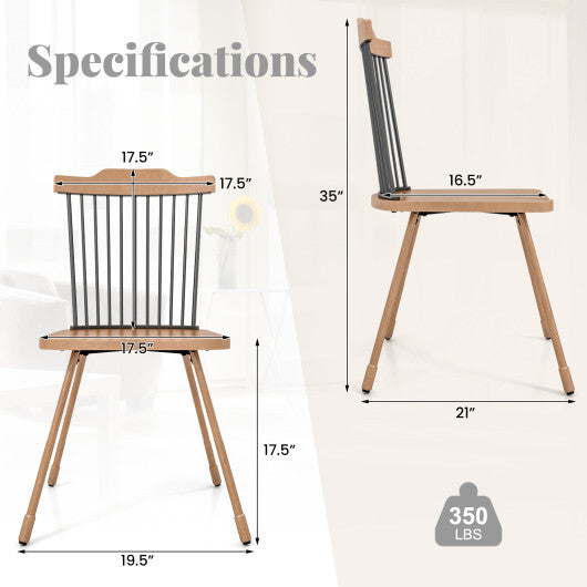 Dining Chair with Spindle Back and Ergonomic Contoured Seat Set of 2-Natural LuxuryLifeWay Online Store