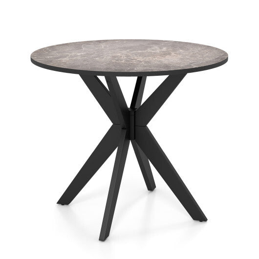 36-Inch Mid Century Modern Kitchen Table with Faux Marble Tabletop and Solid Rubber Wood Legs-White LuxuryLifeWay Online Store