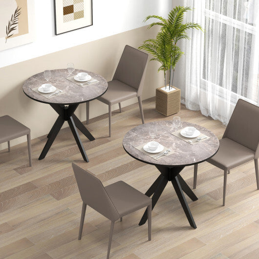 36-Inch Mid Century Modern Kitchen Table with Faux Marble Tabletop and Solid Rubber Wood Legs-White LuxuryLifeWay Online Store