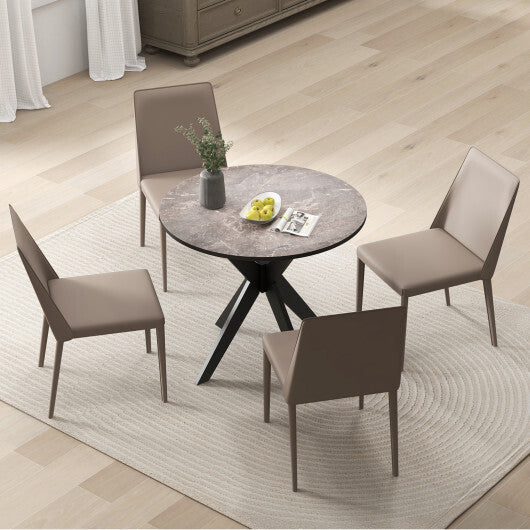 36-Inch Mid Century Modern Kitchen Table with Faux Marble Tabletop and Solid Rubber Wood Legs-White LuxuryLifeWay Online Store