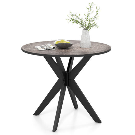 36-Inch Mid Century Modern Kitchen Table with Faux Marble Tabletop and Solid Rubber Wood Legs-White LuxuryLifeWay Online Store