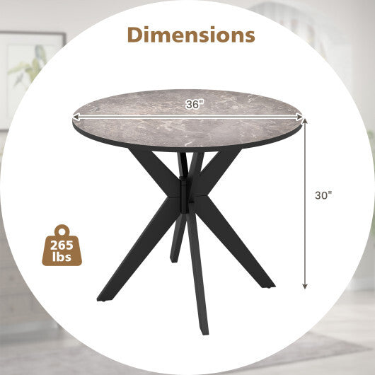 36-Inch Mid Century Modern Kitchen Table with Faux Marble Tabletop and Solid Rubber Wood Legs-White LuxuryLifeWay Online Store