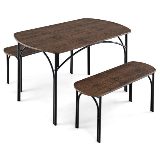 3-Piece Dining Table Set for 4 with Metal Frame-Brown LuxuryLifeWay Online Store