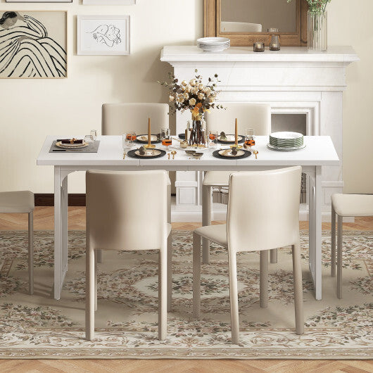 Dining Table for 6-8 People 63 Inch Rectangular Farmhouse Kitchen Table-White LuxuryLifeWay Online Store