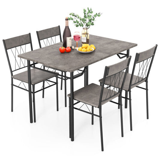 5-Piece Dining Table Set for 4 with Kitchen Table and 4 Dining Chairs-Black