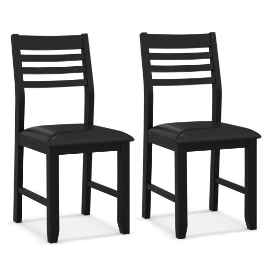 Wooden Dining Chair Set of 2 with Rubber Wood Frame and Padded Cushion-White