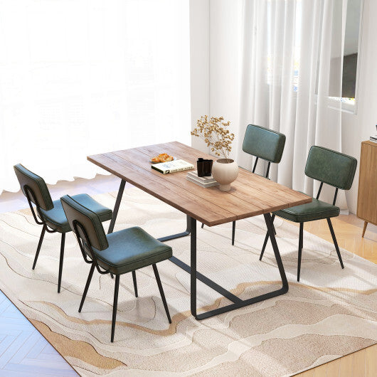 Dining Chair Set of 2 with Padded Backrest and Seat-Brown