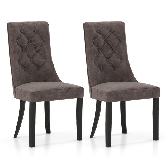 Tufted Dining Chairs Set of 2 with High Backrest and Padded Seat-Gray LuxuryLifeWay Online Store