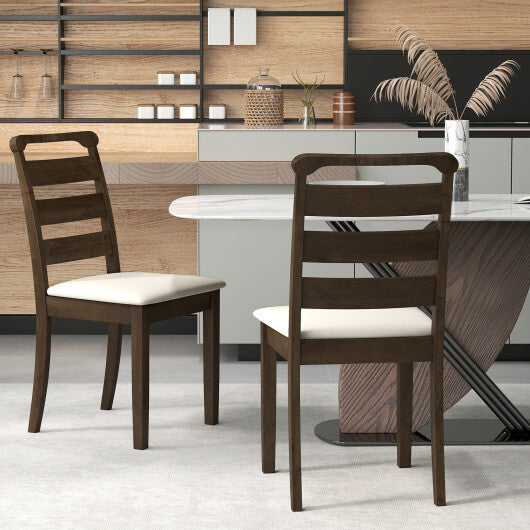 Polyester Upholstered Wooden Dining Chair Set of 2-Walnut LuxuryLifeWay Online Store