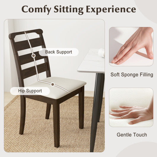 Polyester Upholstered Wooden Dining Chair Set of 2-Walnut LuxuryLifeWay Online Store