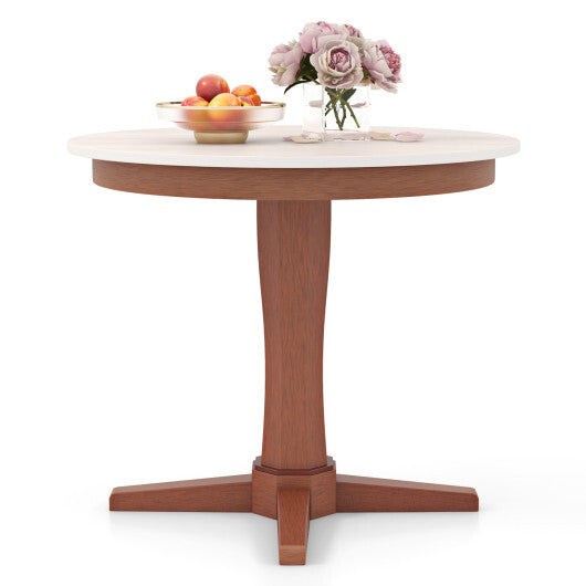 35 Inches Wooden Round Dining Table with Pedestal Base-White LuxuryLifeWay Online Store