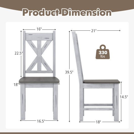 Farmhouse Chair Set of 2 with Rubber Wood Frame and Elegant Hollowed Backrest-Gray LuxuryLifeWay Online Store