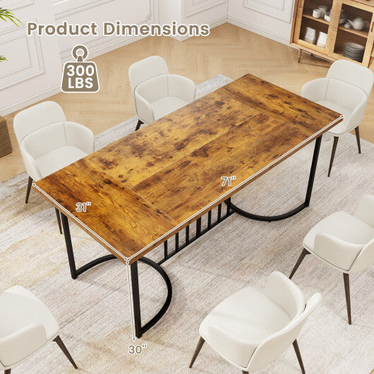 71 Inch Large Dining Table for 6-8 People Rectangular Wood Kitchen Table-Rustic Brown LuxuryLifeWay Online Store