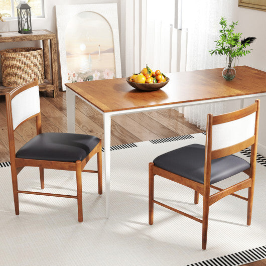 Wooden Dining Chair Set of 2 with Rubber Wood Frame and Faux Sherpa Backrest-Walnut - Color: Walnut LuxuryLifeWay Online Store